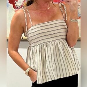 Striped Sleeveless Top with Ties